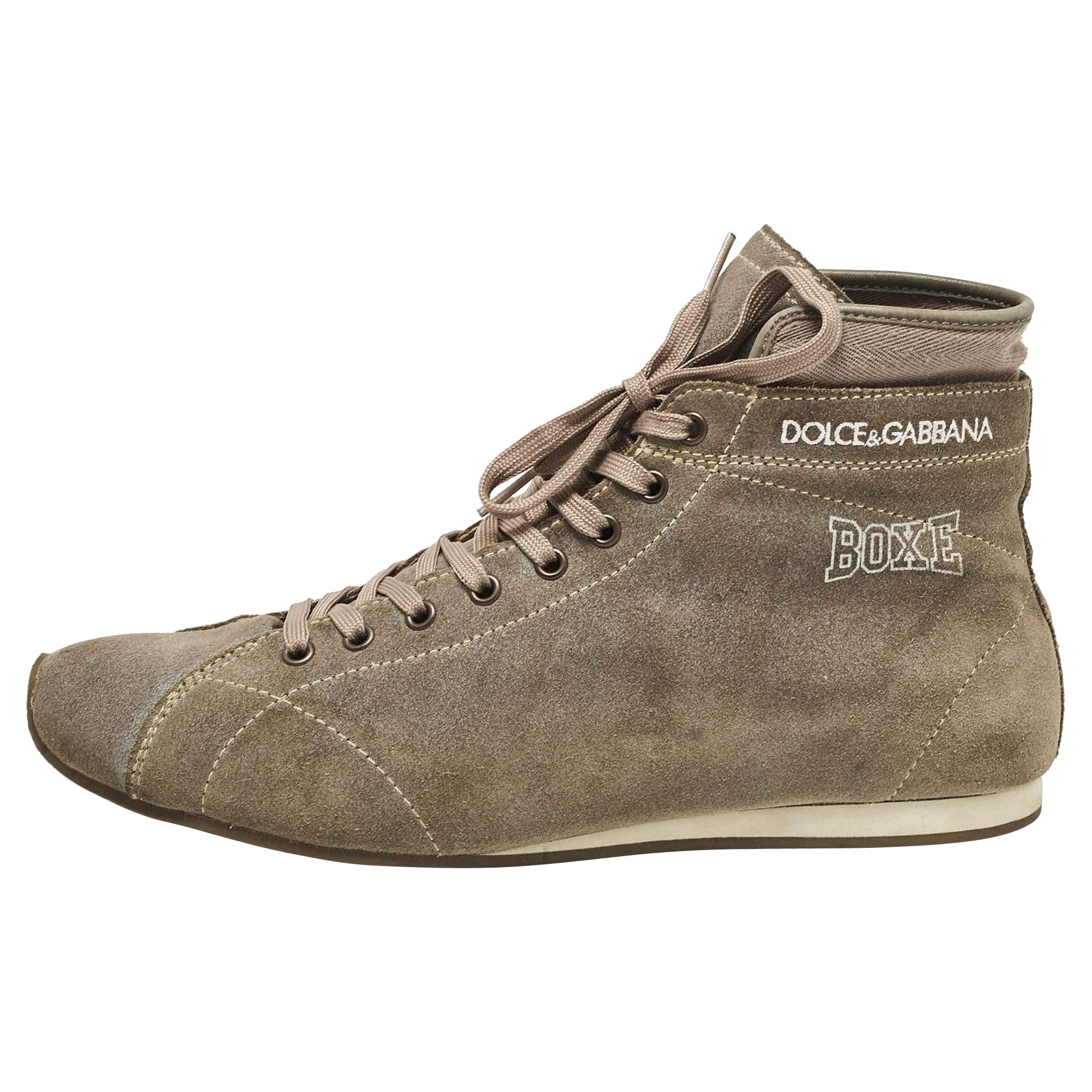 Dolce & Gabbana - Scarpe da ginnastica alte in pelle scamosciata grigia misura 43,5