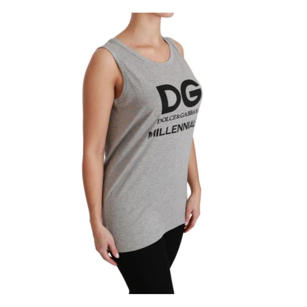 Dolce & Gabbana Grey Tank T-shirt In New Condition For Sale In WELWYN, GB