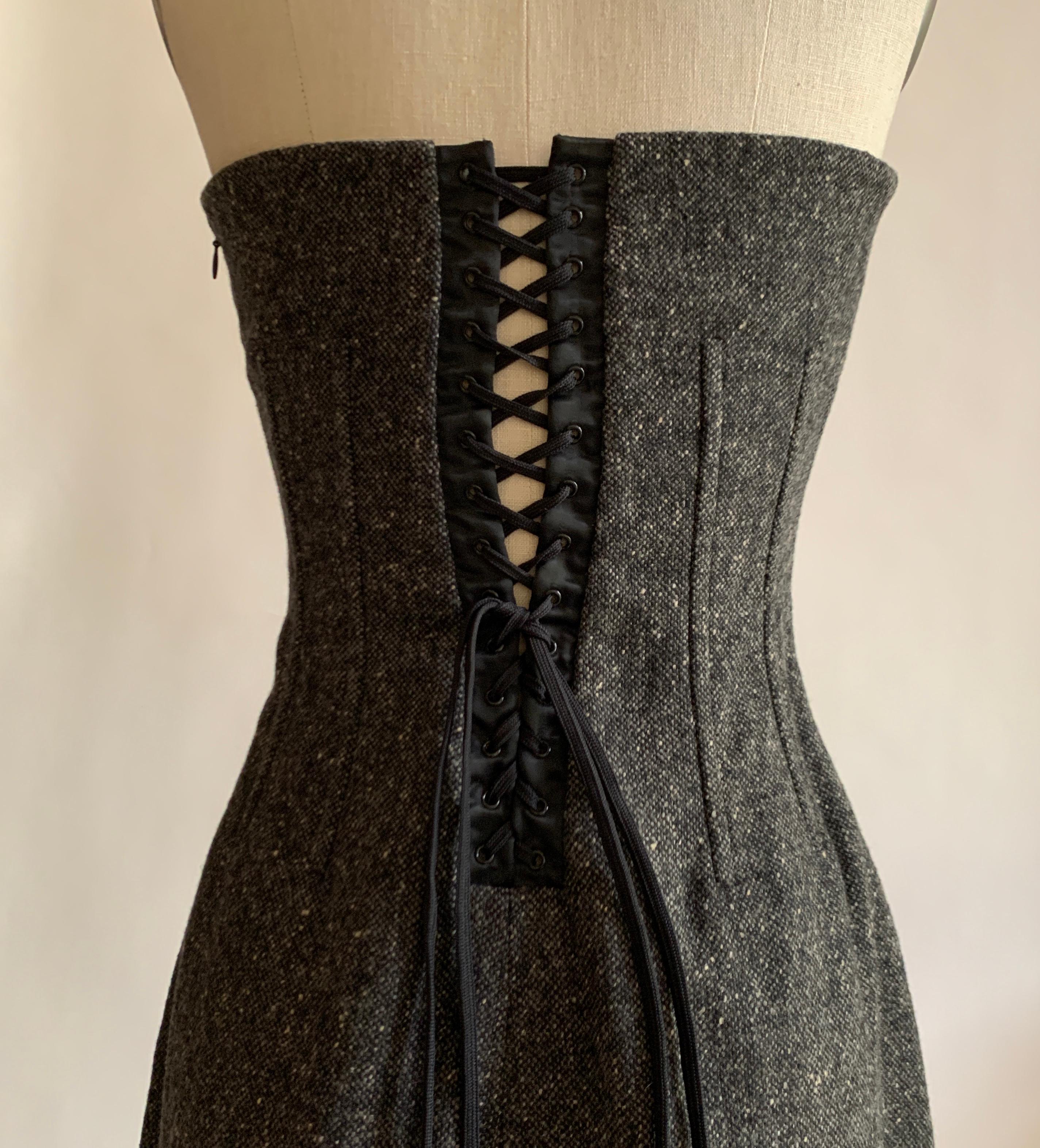 grey lace up corset