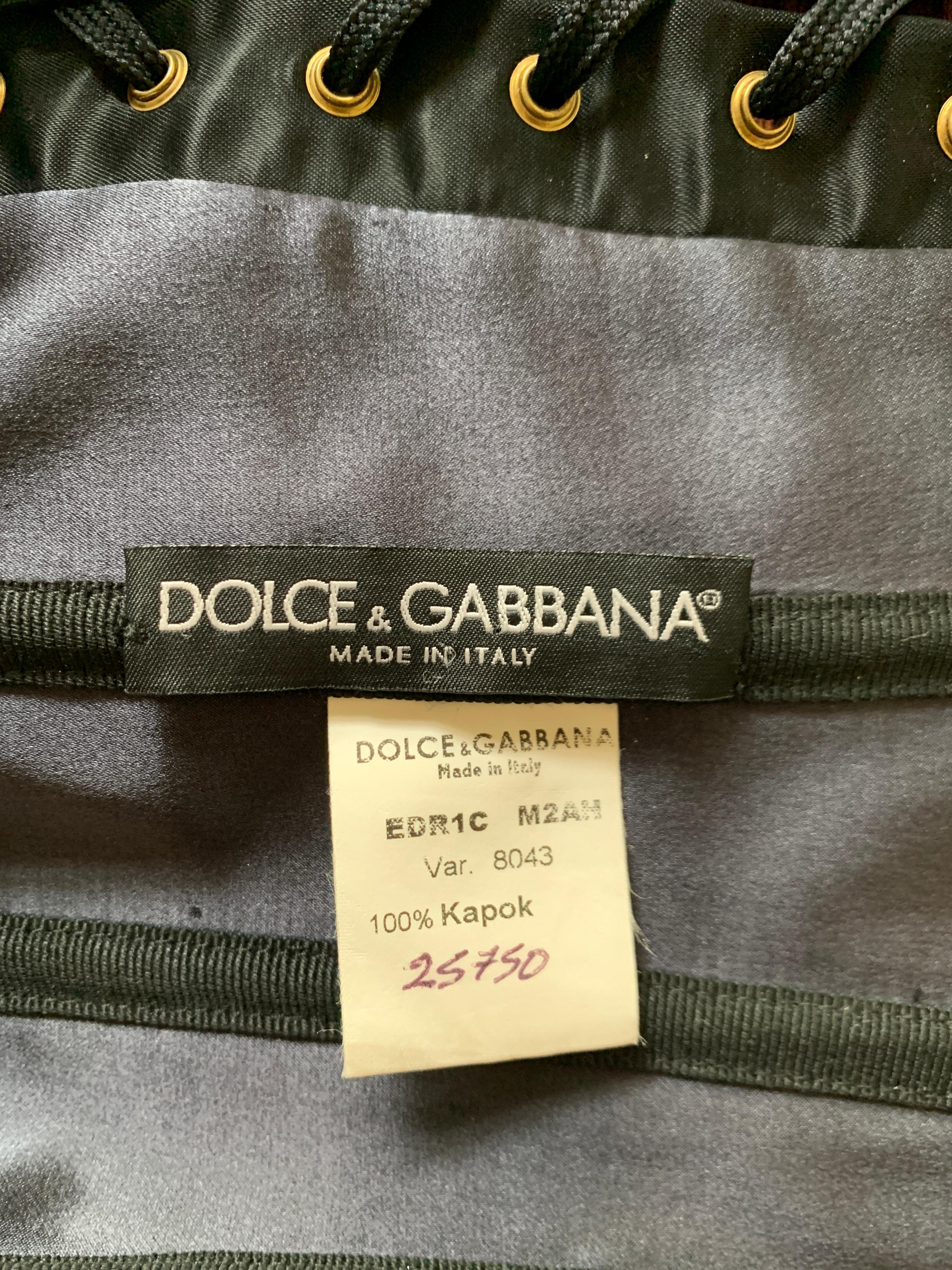 Black Dolce & Gabbana Grey Tweed Lace Up Corset Back Strapless Flared Dress 