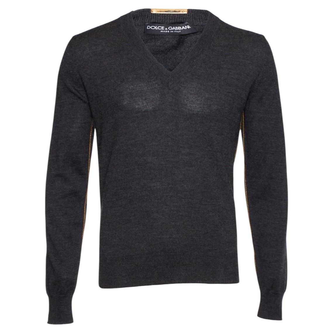 Dolce & Gabbana, Grey v-neck wool sweater