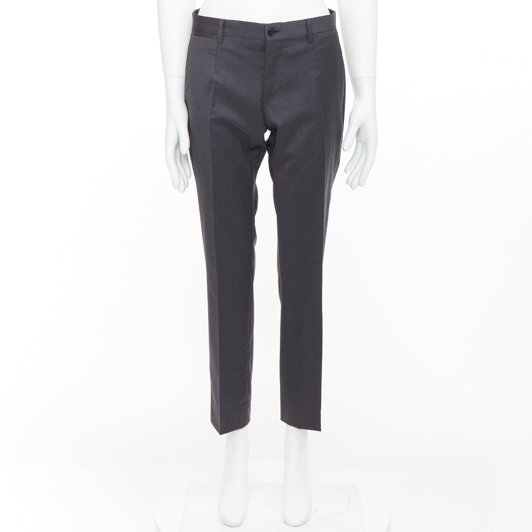 DOLCE GABBANA graue Schurwollmischung mittlere Taille abgeschnittene Kleid Hose IT44 XS im Angebot 4