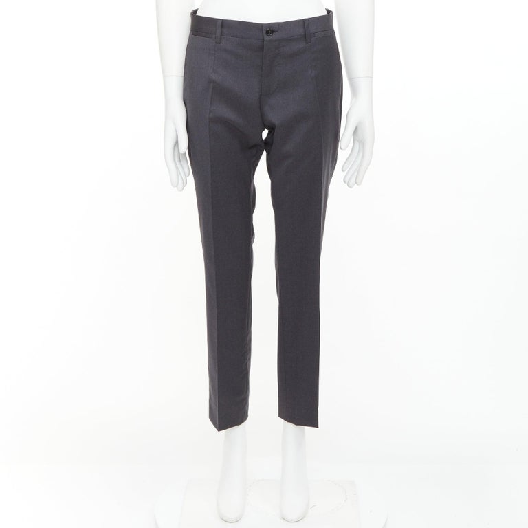 DOLCE GABBANA grey virgin wool blend mid waist cropped dress trousers IT44  XS For Sale at 1stDibs