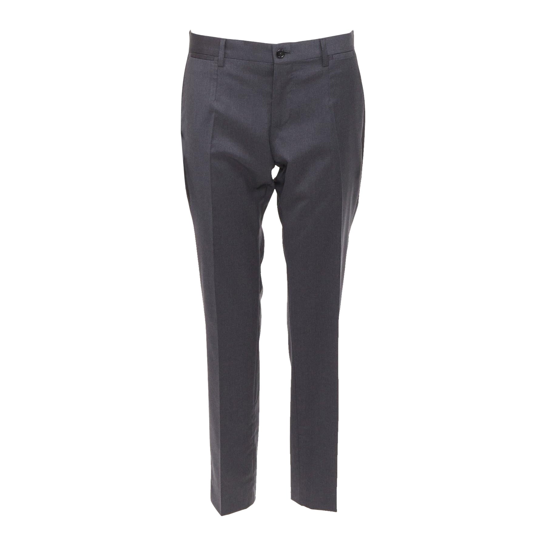 DOLCE GABBANA graue Schurwollmischung mittlere Taille abgeschnittene Kleid Hose IT44 XS