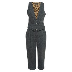 Dolce & Gabbana Grey Wool Blend Knit Vest and Pants Suit M