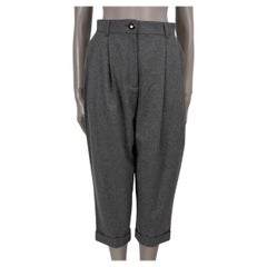 DOLCE & GABBANA grey wool & cashmere PLEATED CROPPED Pants 40 S
