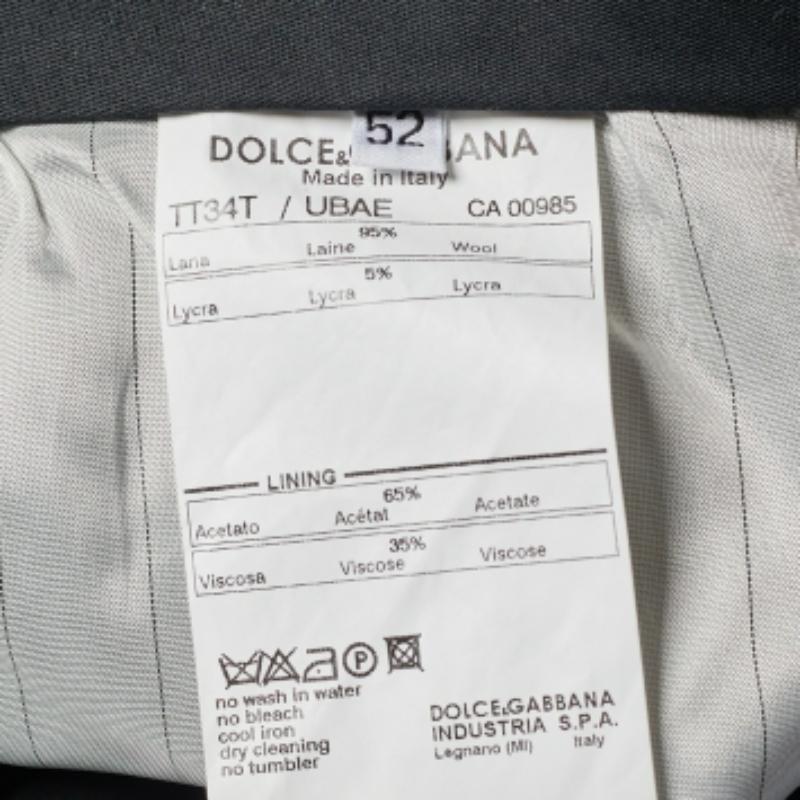 Gris Dolce & Gabbana Pantalon Classic en laine grise XL
