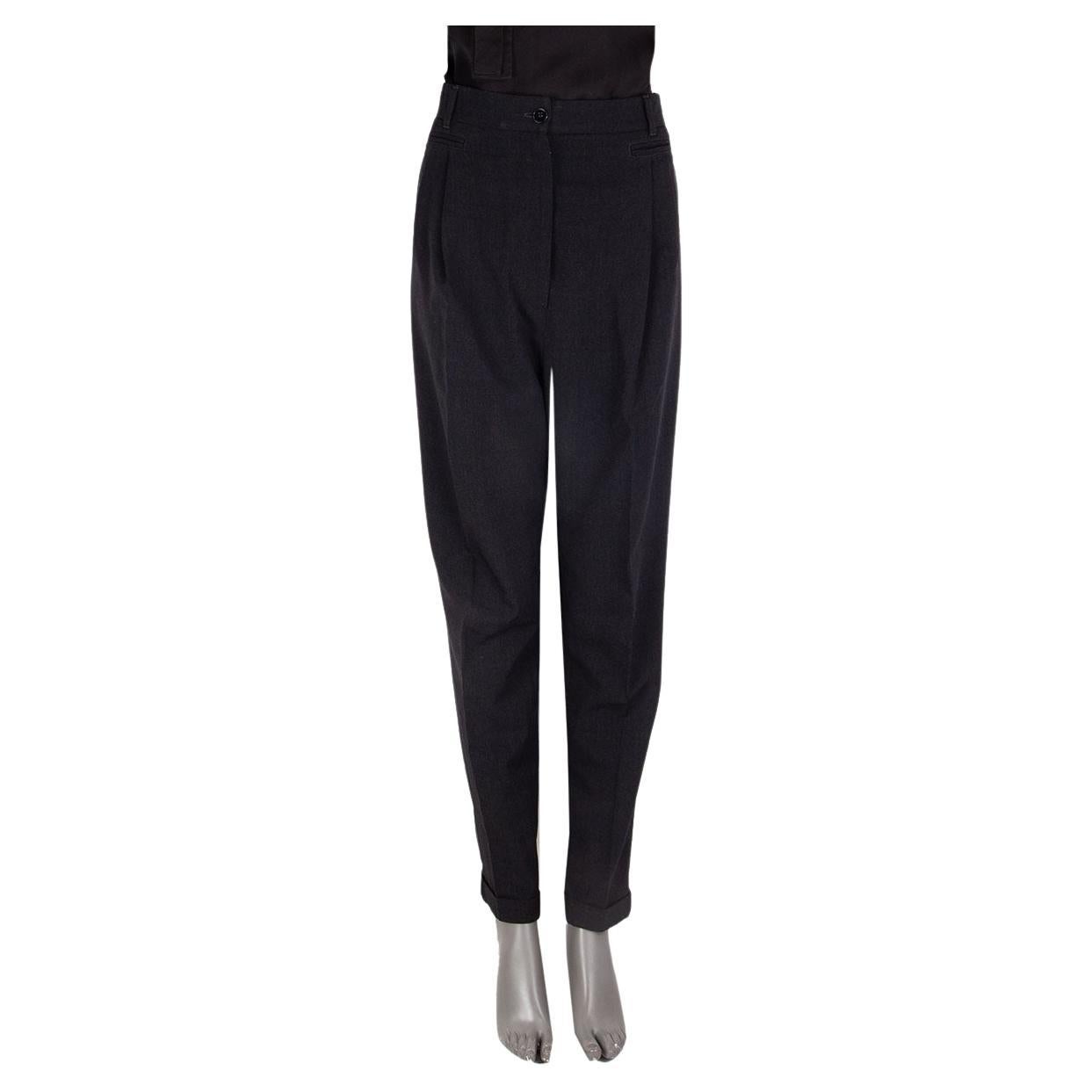 Dolce & Gabbana Black Wool High Waist Formal Pants