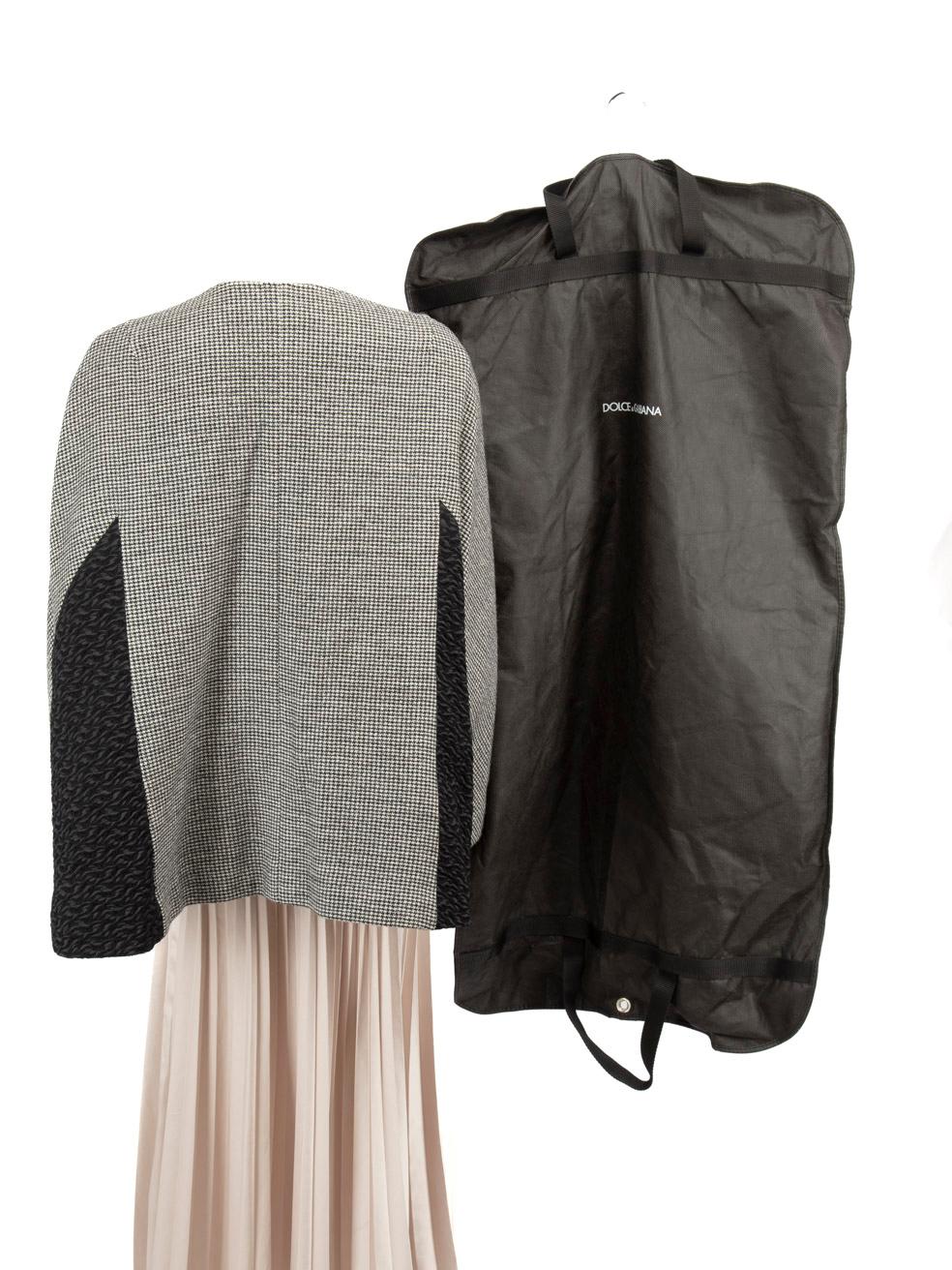 Gray Dolce & Gabbana Grey Wool Houndstooth Poncho Size S