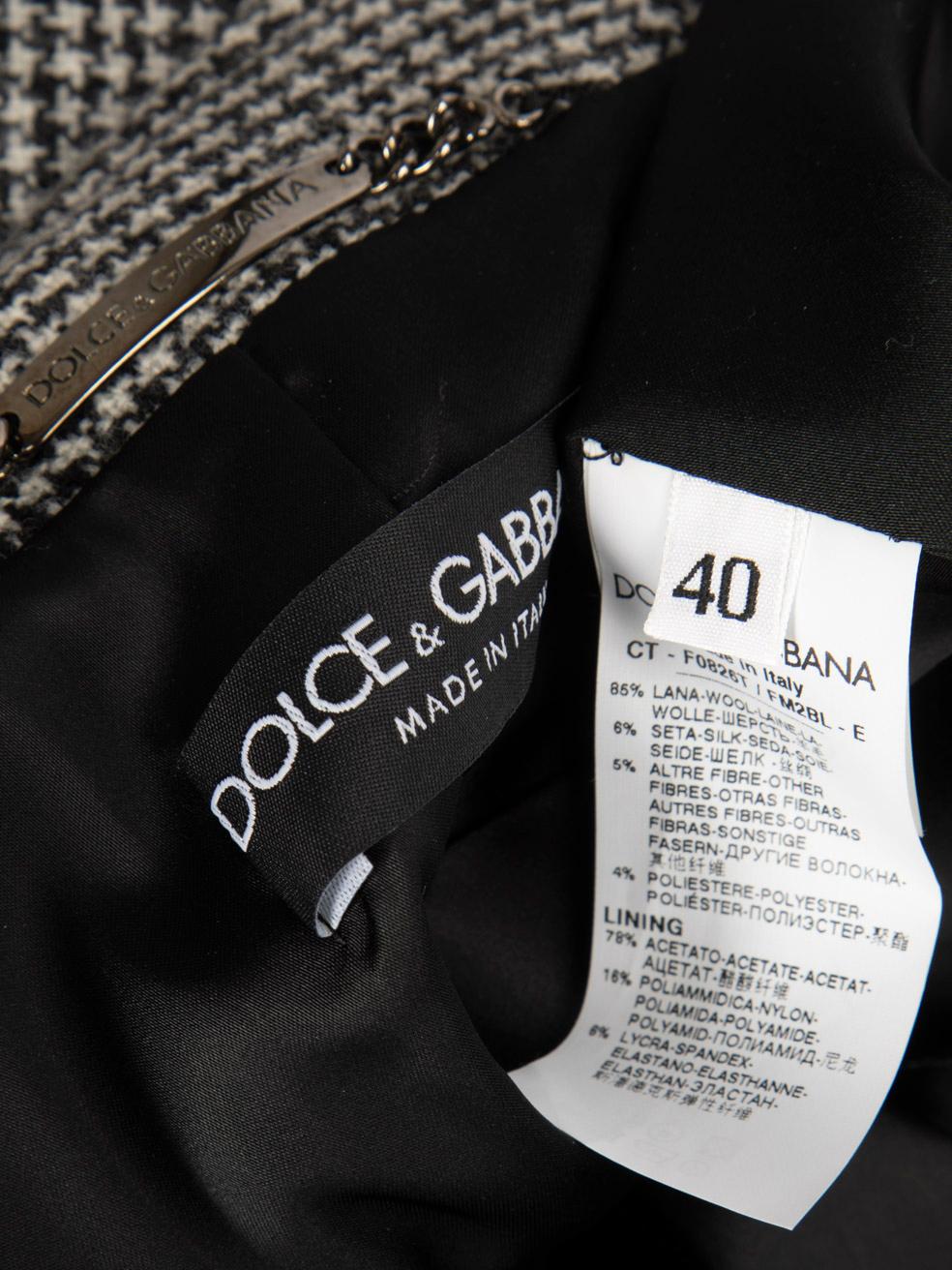 Dolce & Gabbana Grey Wool Houndstooth Poncho Size S 1