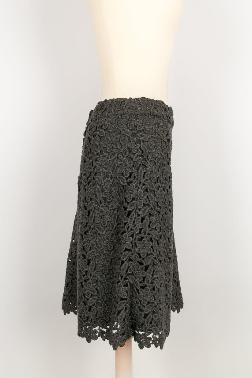 Black Dolce & Gabbana Grey wool knitted skirt, Size 44 IT