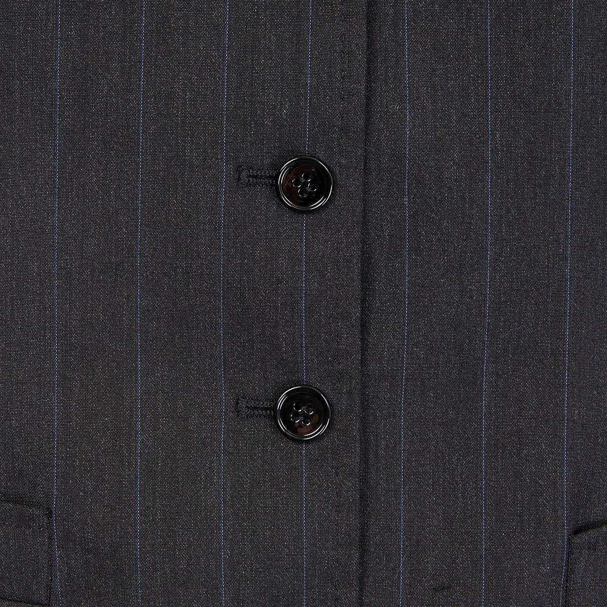Black DOLCE & GABBANA grey wool PINSTRIPE Suit Vest Jacket 42 M