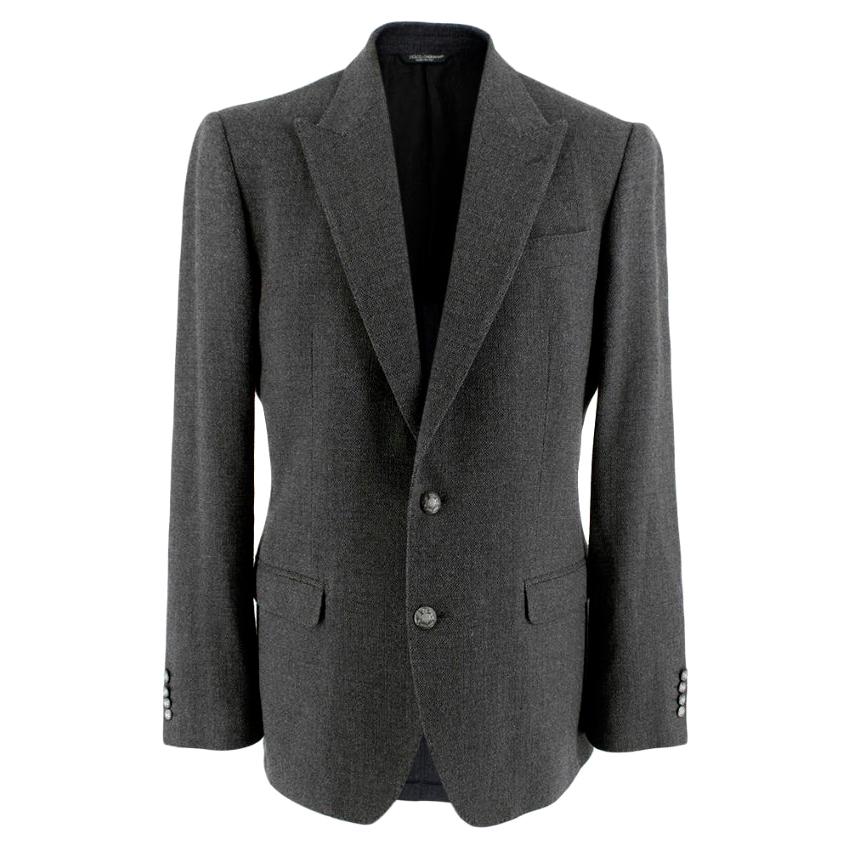 Dolce & Gabbana Grey Wool Sicilia Single Breasted Blazer M 48 For Sale