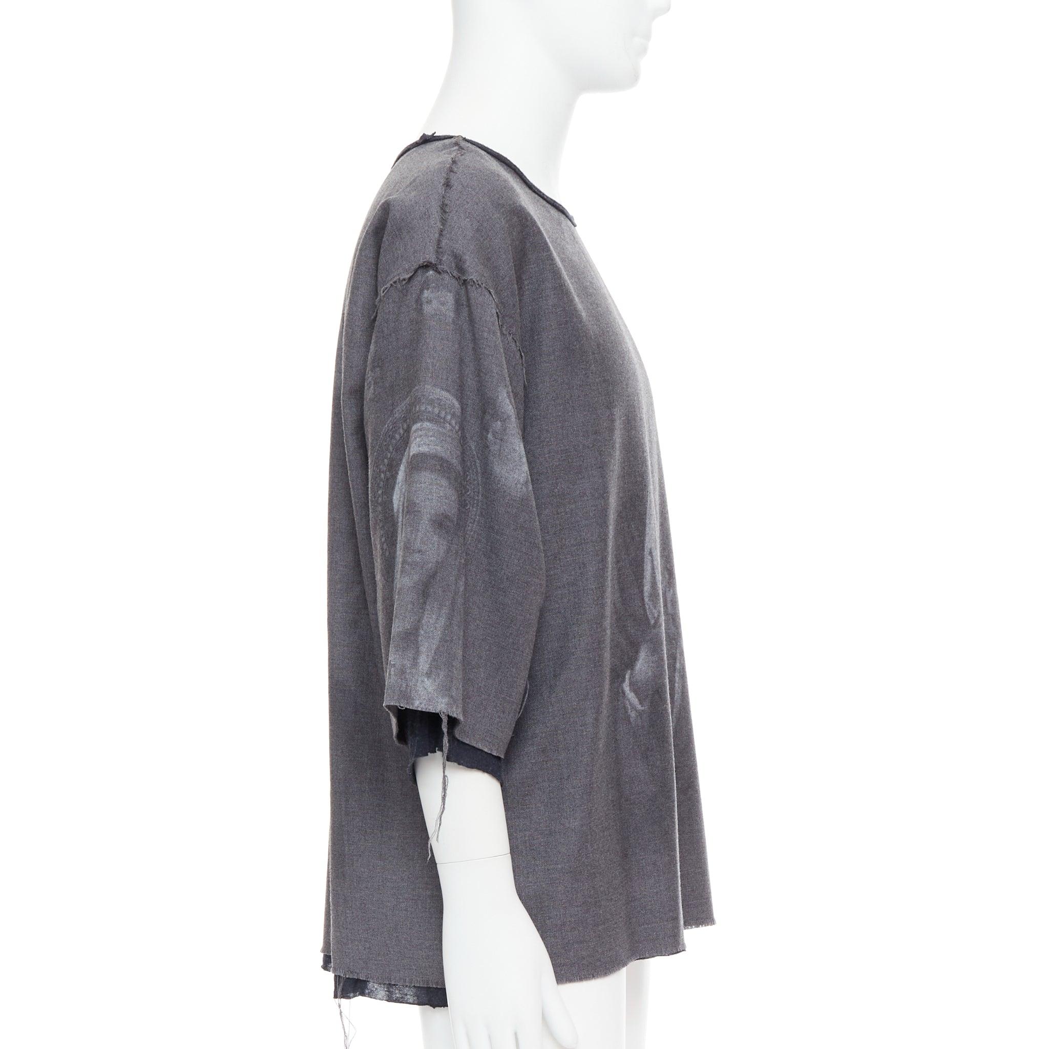 DOLCE GABBANA grey wool Virgin Mary boxy layered boxy top IT50 L In Excellent Condition In Hong Kong, NT
