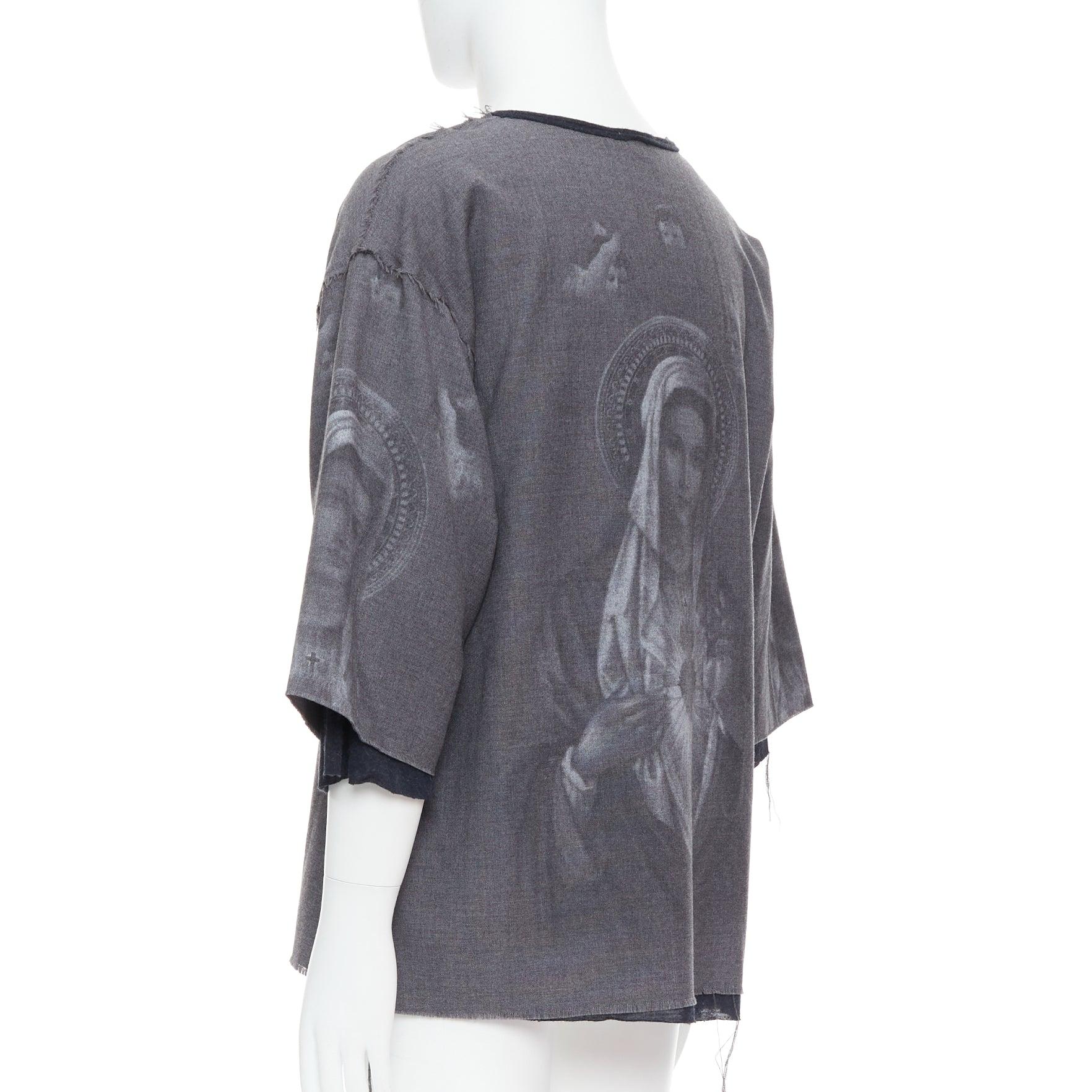DOLCE GABBANA grey wool Virgin Mary boxy layered boxy top IT50 L 1