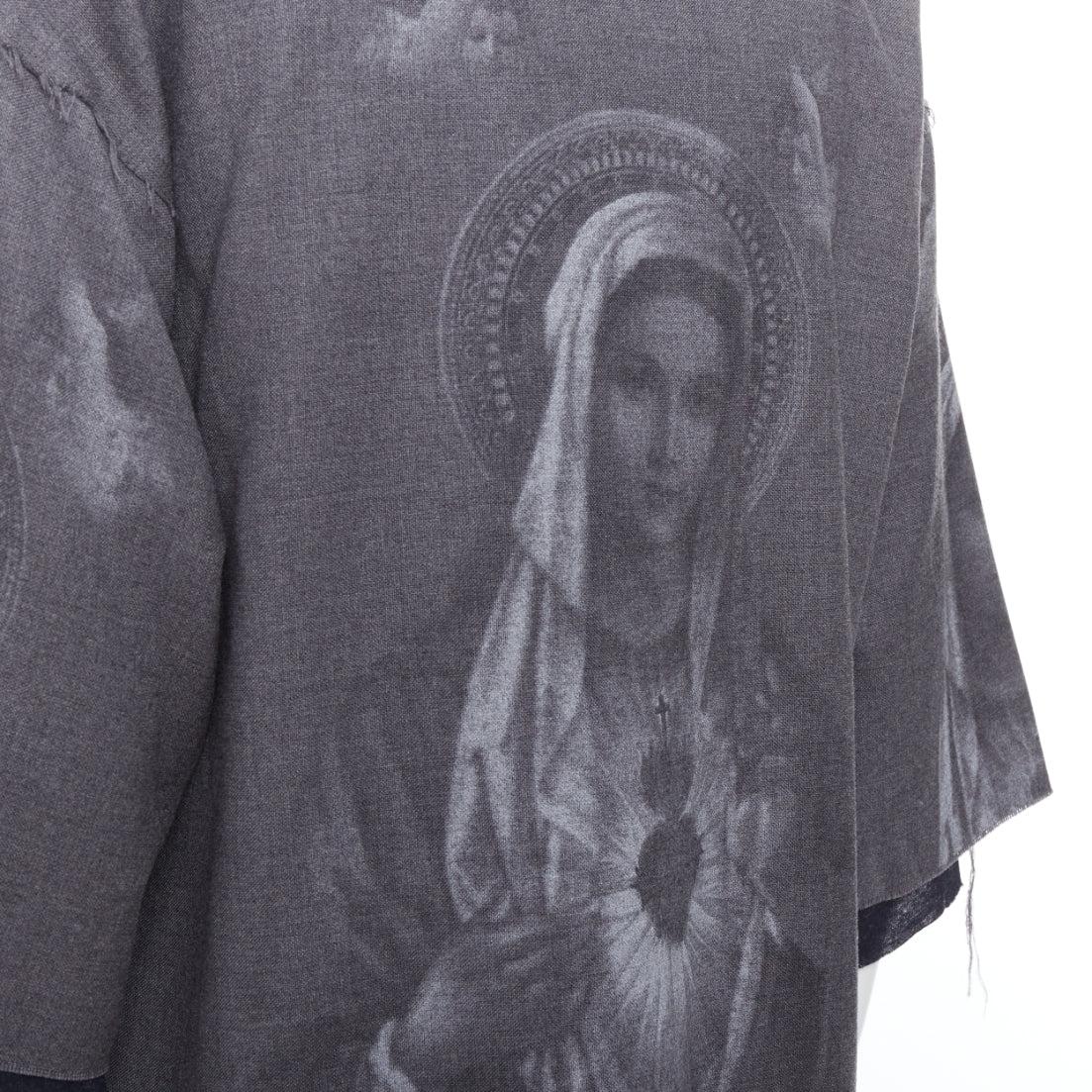 DOLCE GABBANA grey wool Virgin Mary boxy layered boxy top IT50 L 2