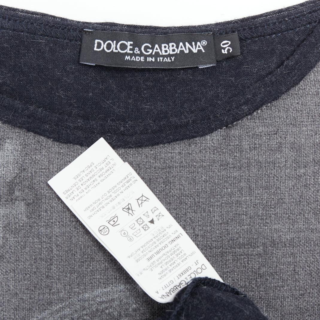 DOLCE GABBANA grey wool Virgin Mary boxy layered boxy top IT50 L 3