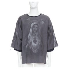 DOLCE GABBANA grey wool Virgin Mary boxy layered boxy top IT50 L