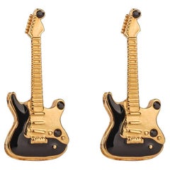 Dolce & Gabbana - Guitar Metal Cufflinks Enamel Gold Black
