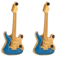 Dolce & Gabbana - Guitar Metal Cufflinks Enamel Gold Blue