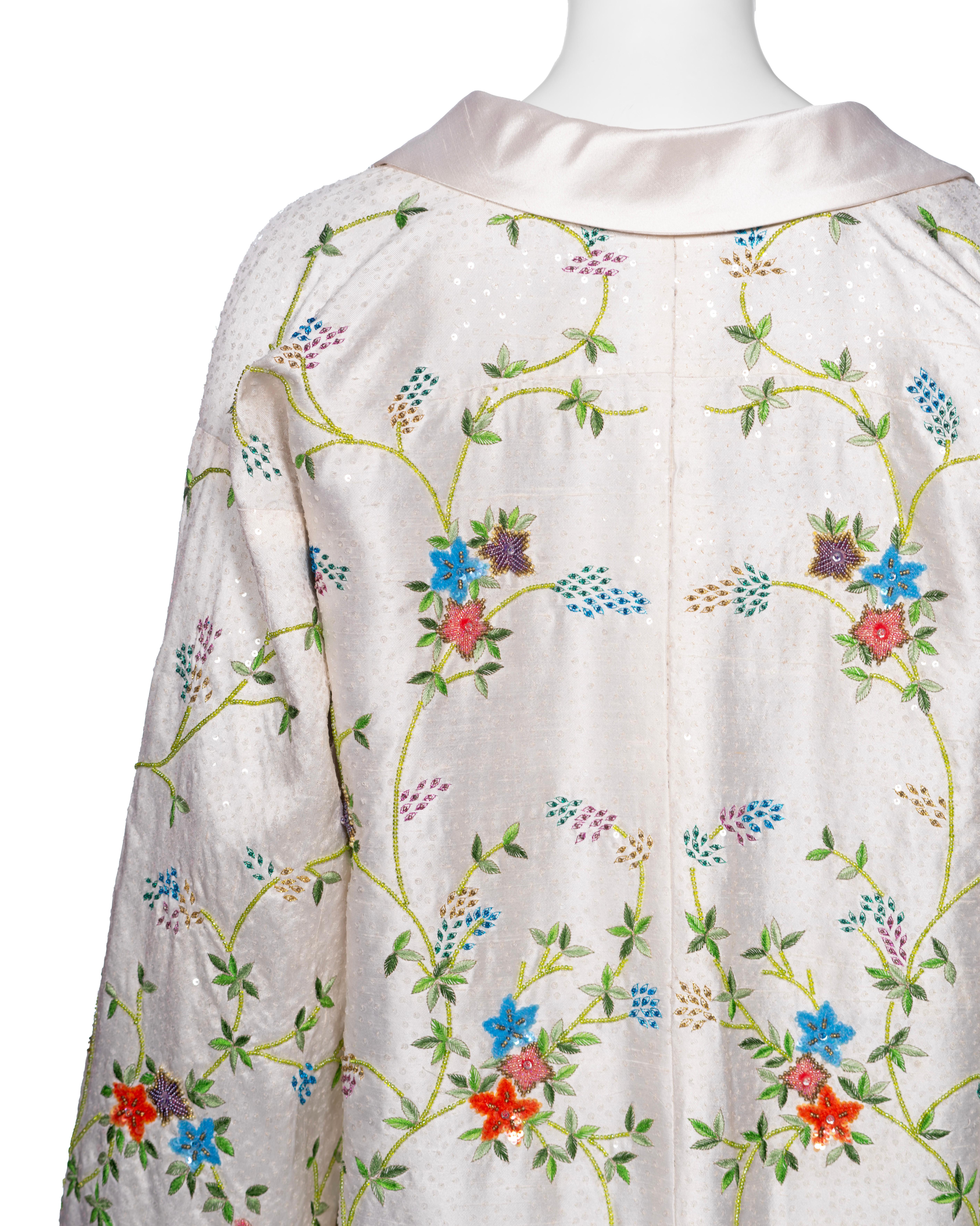 Dolce & Gabbana Hand-Embroidered White Raw Silk Evening Couture Coat, ss 1997 For Sale 10