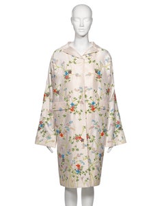 Dolce & Gabbana Hand-Embroidered White Raw Silk Evening Couture Coat, ss 1997