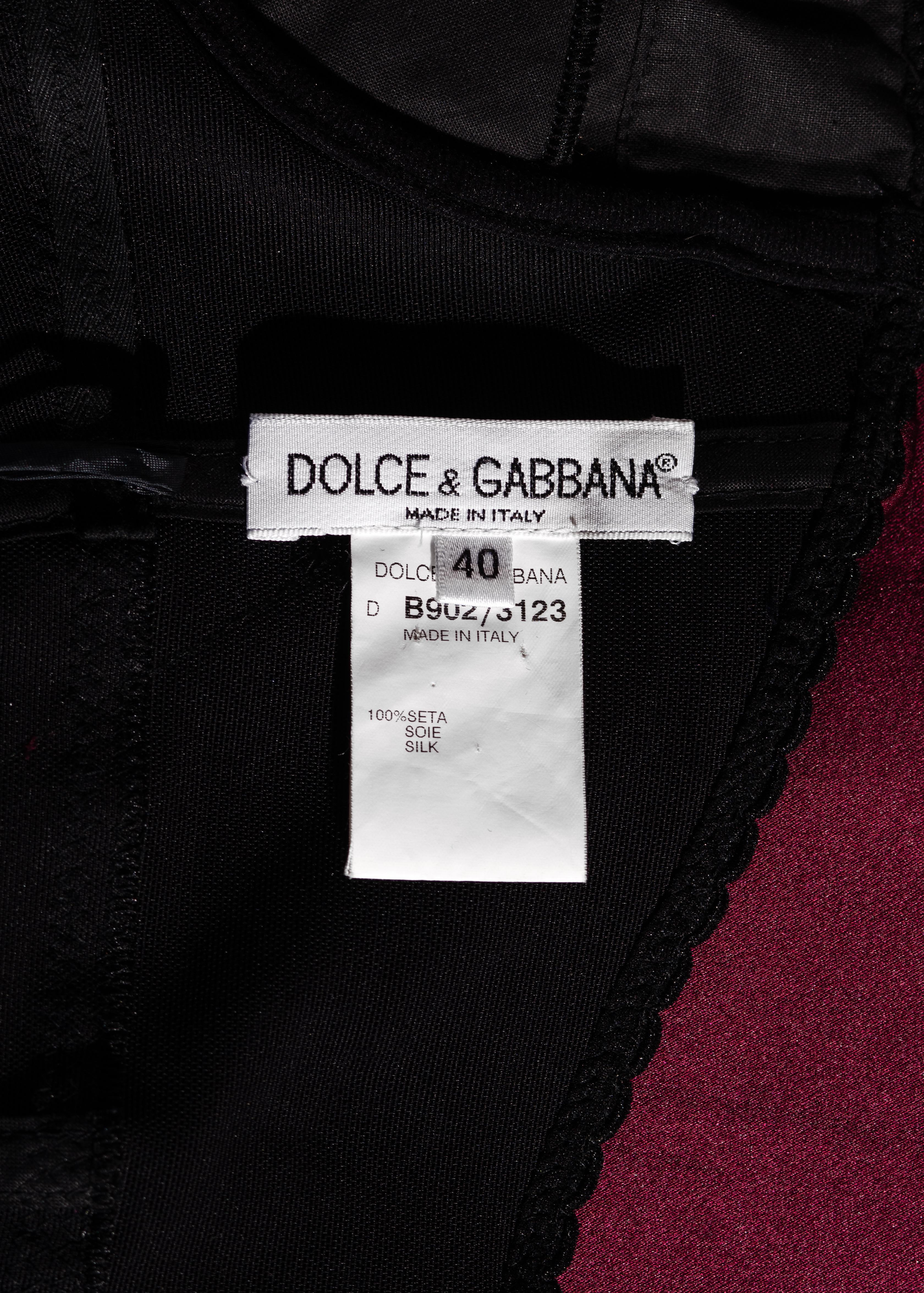 Dolce & Gabbana hand painted burgundy silk evening dress, fw 1998 2