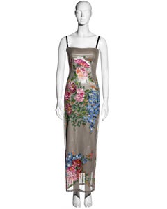 Dolce & Gabbana hand-painted floral tulle corseted evening dress, fw 1998