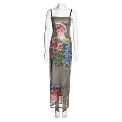 Dolce & Gabbana hand-painted floral tulle corseted evening dress, fw 1998