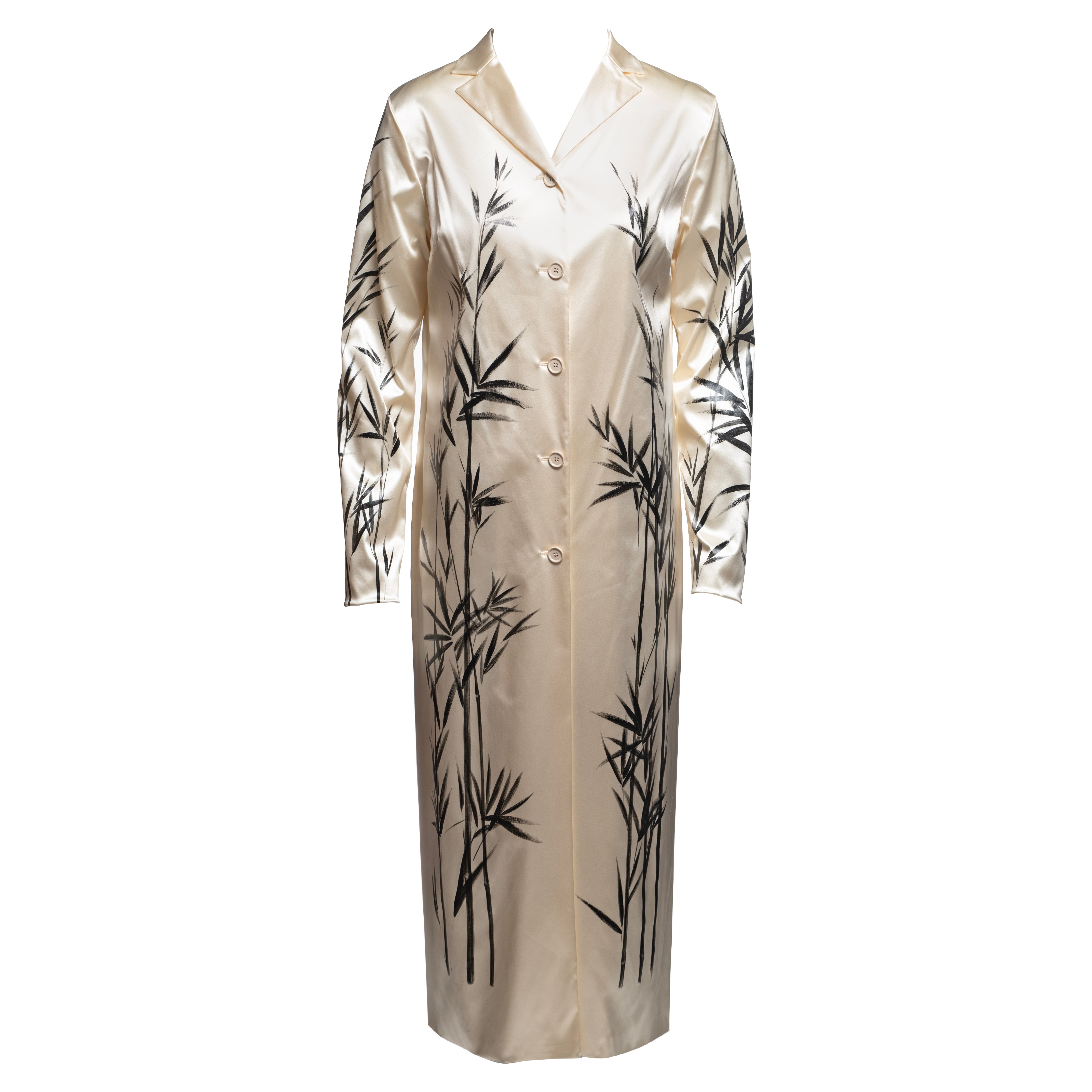 Dolce & Gabbana Hand Painted Ivory Stretch Satin Evening Coat, SS 1999
