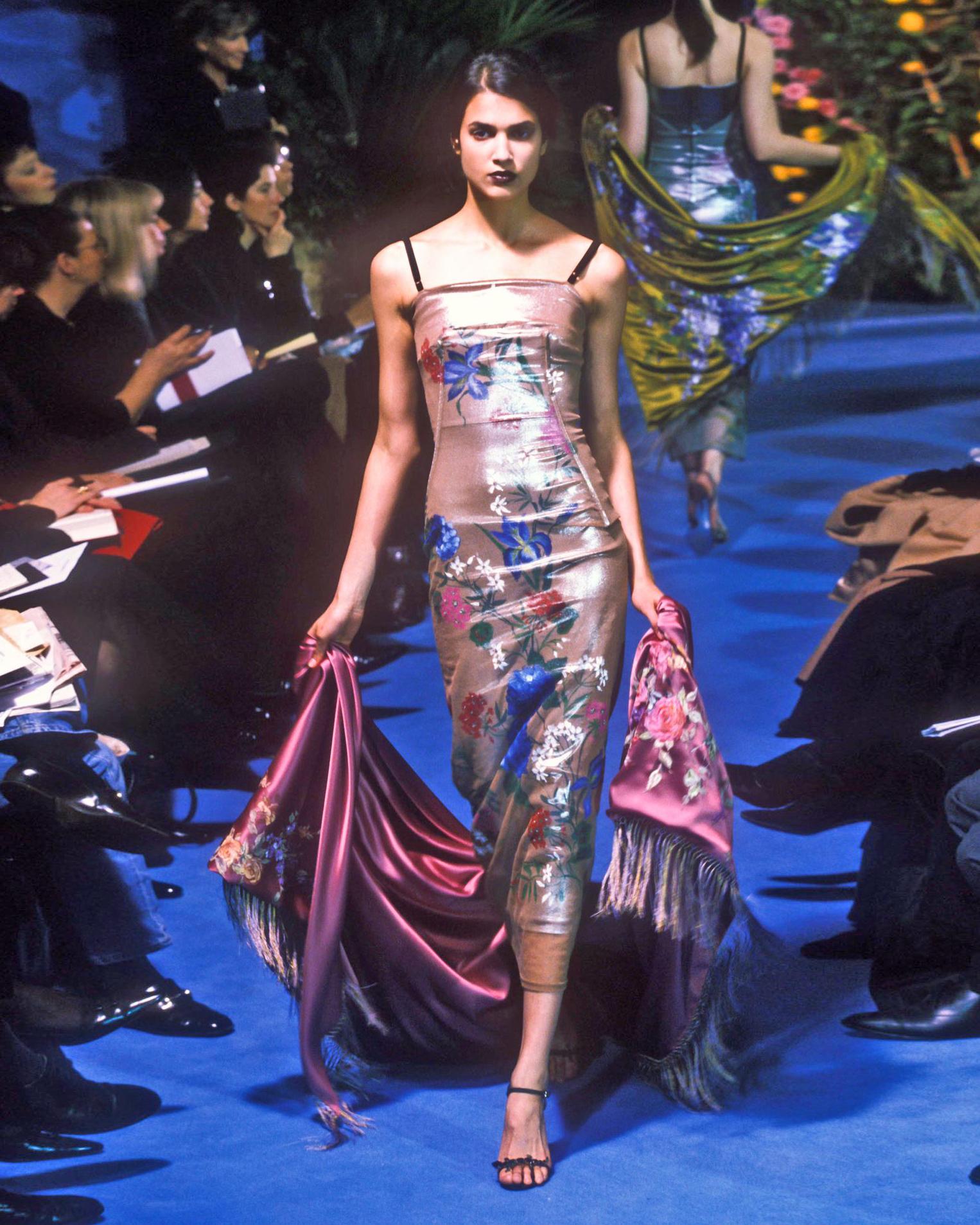 Dolce & Gabbana hand-painted mesh and silver lycra evening dress, fw 1998 2