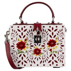 Dolce & Gabbana Hand Painted Poppy Chamomile Plexi DOLCE BOX Bag White Red