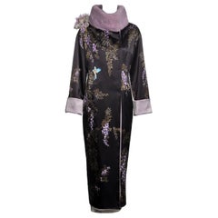 Dolce & Gabbana Cappotto in seta dipinta a mano con pelliccia di visone color lavanda, FW 1998