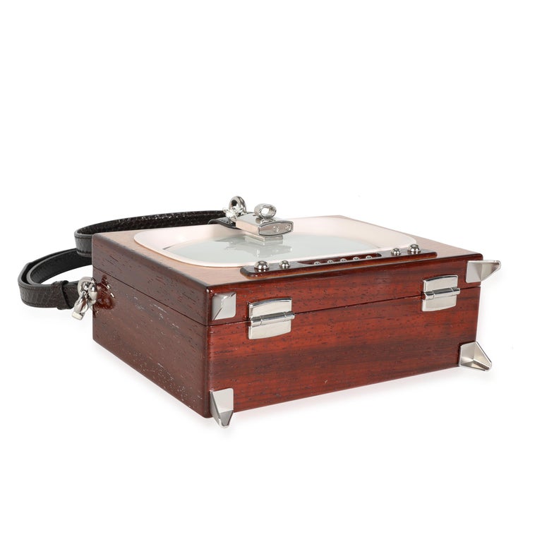 Dolce and Gabbana Hand Painted Wooden TV Box Bag with Snakeskin Strap For Sale at 1stDibs