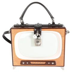 Dolce & Gabbana Hand Painted Wooden TV Box Bag with Snakeskin Strap