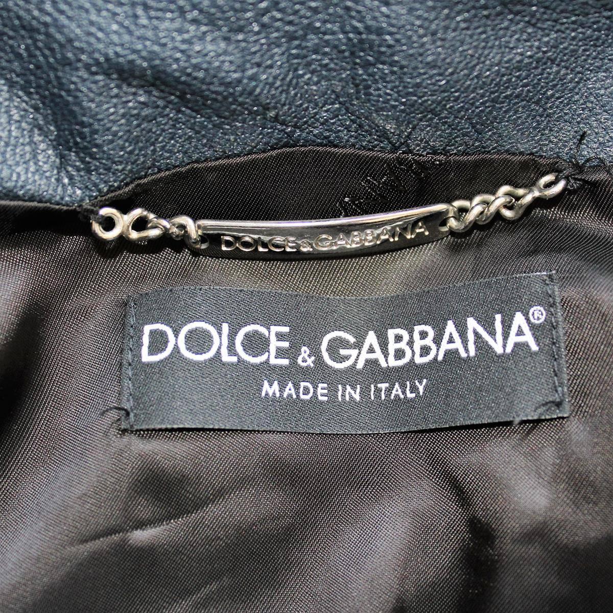 Black Dolce & Gabbana Hawaii Embroidered Leather Jacket 38 For Sale