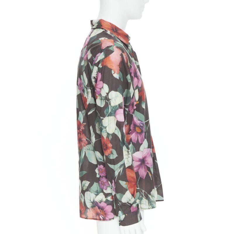 DOLCE GABBANA Camicia casual in cotone con stampa floreale hawaiana a maniche lunghe EU38 S In condizioni Nuovo in vendita a Hong Kong, NT