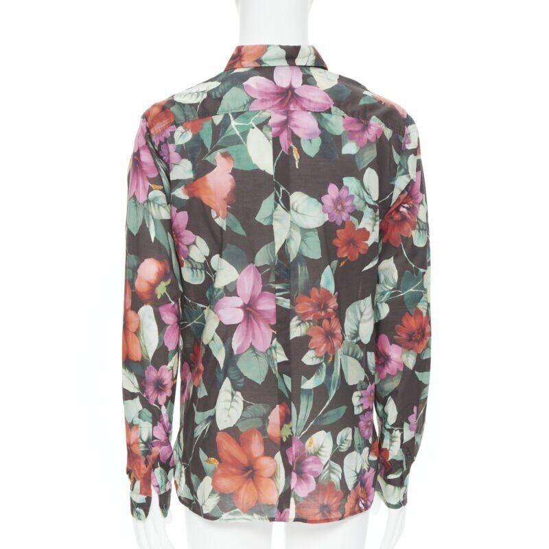Uomo DOLCE GABBANA Camicia casual in cotone con stampa floreale hawaiana a maniche lunghe EU38 S in vendita