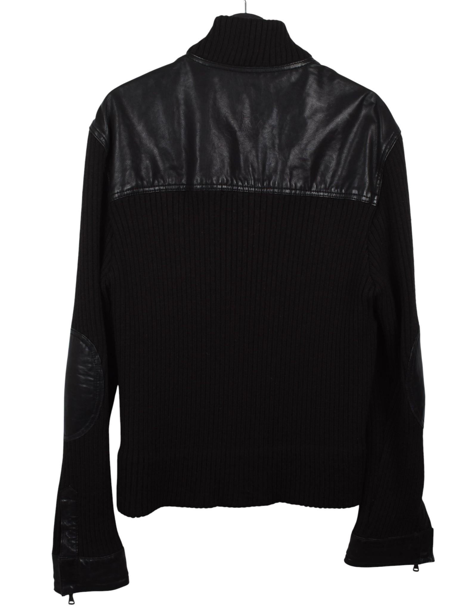 Dolce Gabbana Schwere Leder und Strick Herren Jacke Größe IT54-XL, S1753 im Angebot 3