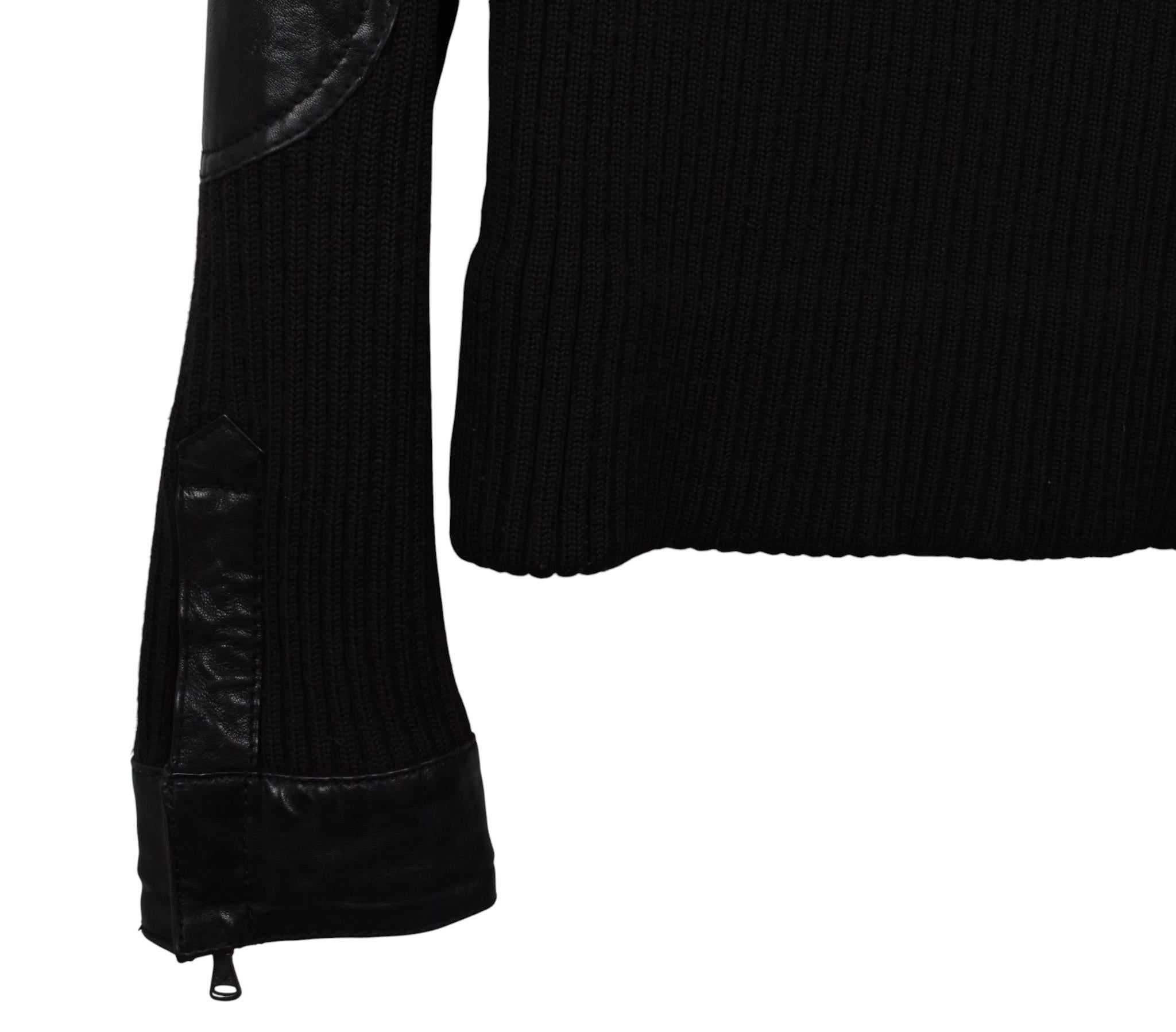 Dolce Gabbana Schwere Leder und Strick Herren Jacke Größe IT54-XL, S1753 im Angebot 4