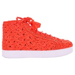 Dolce & Gabbana - High-Top Raffia Sneaker PORTOFINO Orange 39