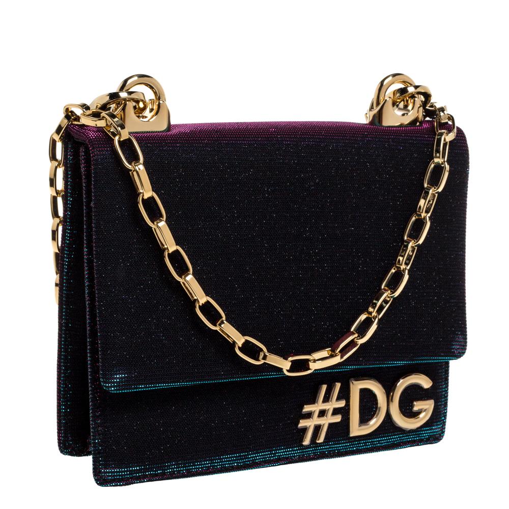 Dolce and Gabbana Holographic Fabric DG Girls Flap Shoulder Bag at 1stDibs