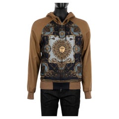 Dolce & Gabbana Hooded Cashmere and Silk Jacket with Royal Print Brown 50