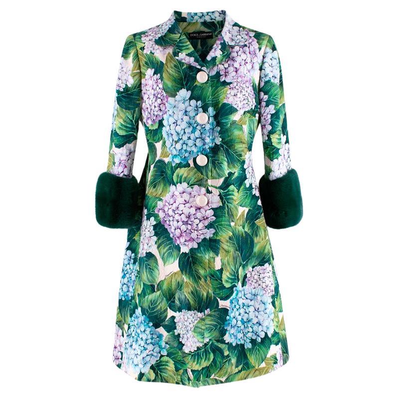 Dolce & Gabbana Hortensia Mink Cuff Dress Coat - US 8 For Sale
