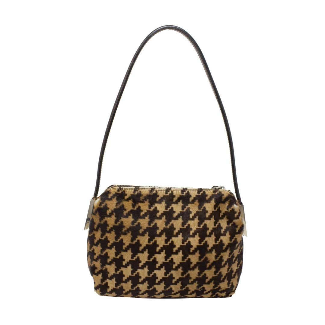 Dolce & Gabbana Houndstooth Black and Brown Baguette In Good Condition For Sale In Atlanta, GA