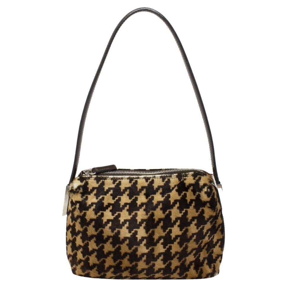 Dolce & Gabbana Houndstooth Black and Brown Baguette For Sale