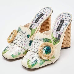 Dolce & Gabbana Hydrangea Print patent Leather Jackie Mules
