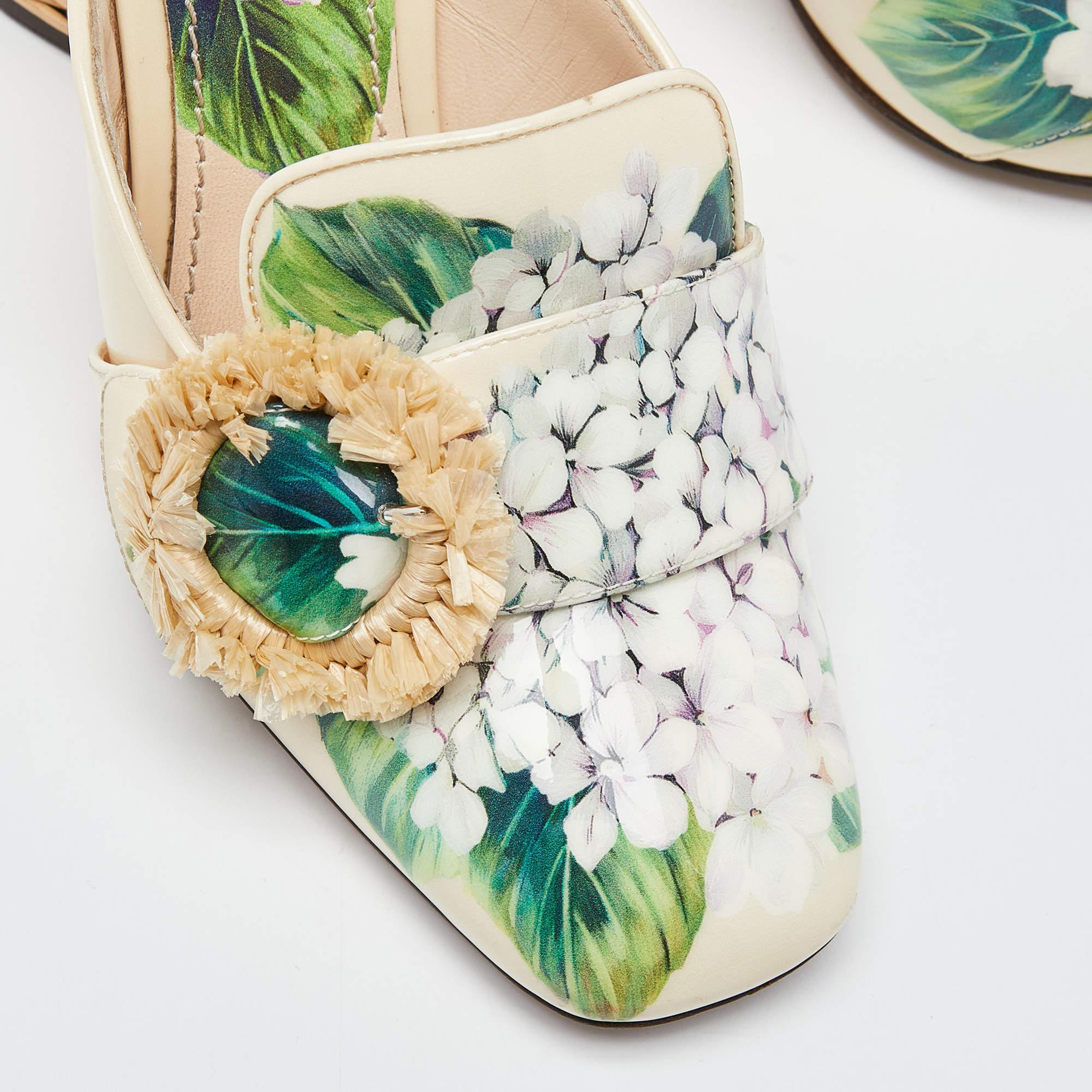 Women's Dolce & Gabbana Hydrangea Print patent Leather Jackie Mules