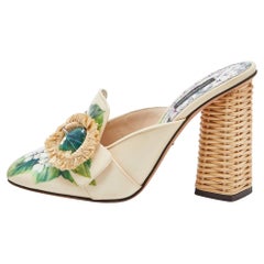 Dolce & Gabbana Hydrangea Print patent Leather Jackie Mules 