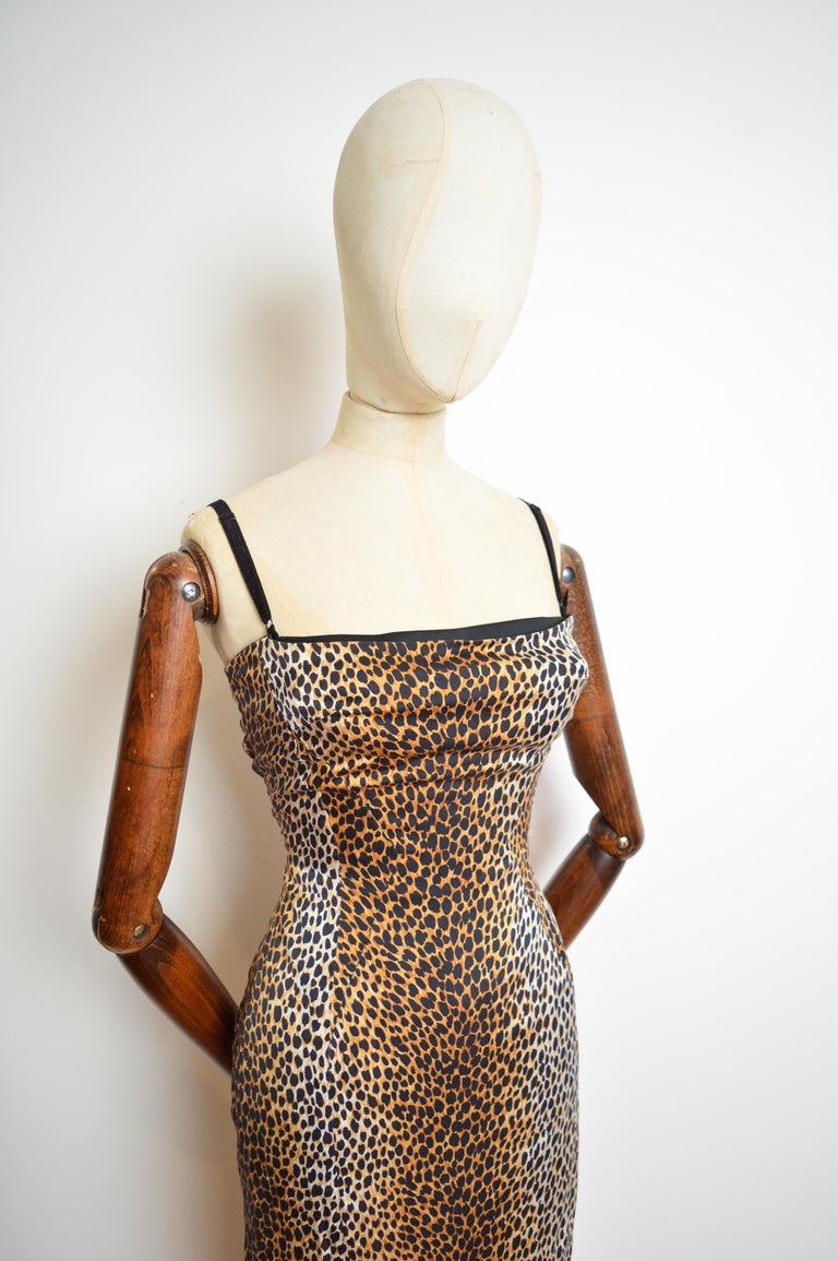 Dolce and Gabbana Iconic Leopard Cheetah print Silk Corset fitted Bodycon  Dress at 1stDibs